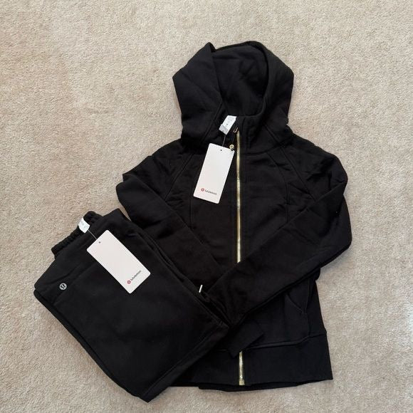 Black Tracksuits With Hood ( Gold Zip)